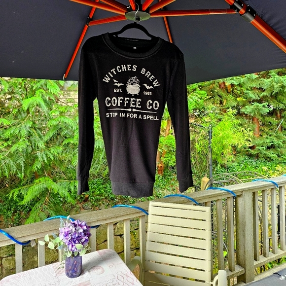 unknown Sweaters - Women's Witches Brew Coffee Company Sweatshirt black white Sz M Like New